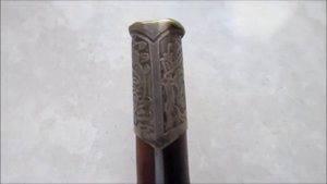 Монгольско - Маньжурский нож с палочками. Серебро. Кость. Кожа рептилии. Изобр. дракон.