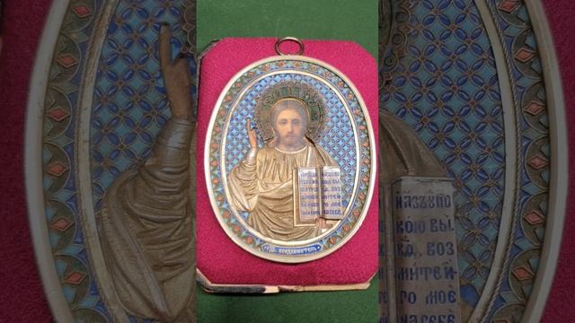 Икона Господь Вседержитель .Серебро с эмалями 84 пр. Мастер Грачёв