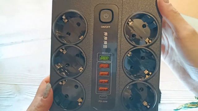 Розпаковка | Мережевий фільтр (подовжувач) EasyLife BLK-11 6 Розеток 10A 5xUSB-A-1xC 2M з вимикачeм