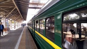 90 лет пригородному сообщению Москва - Мытищи. Эл.-поезд ЭР2К-980 отправляется со ст. Мытищи.