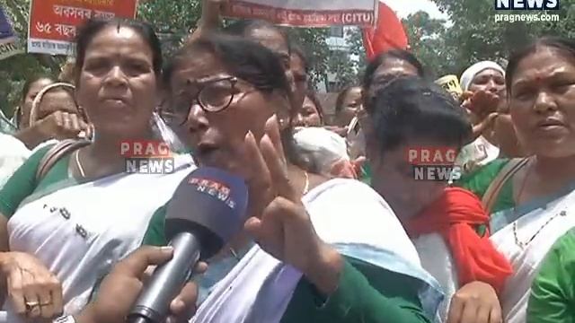 Anganwadi employees staged protest, placed various demands