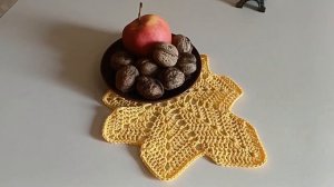 🍁Осенняя салфетка крючком Кленовый Лист 🍁