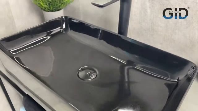 Накладная раковина черная глянцевая Gid BL9396 смотреть онлайн