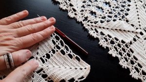 Квадрат для скатерти крючком.  МК  2  часть(9-12  ряд)