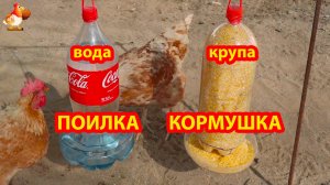Поилка и кормушка курам подвесные из 2 л бутылок 🪚🪛🔨