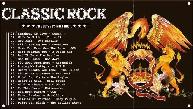 Classic Rock Songs 70s 80s 90s Full Album 🎸 Queen, The Beatles, Def Leppard, CCR, Led Zeppelin смотреть онлайн
