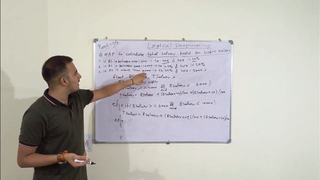 calculate total salary based on basic salary C python java |logical programming |@helloworld_instit