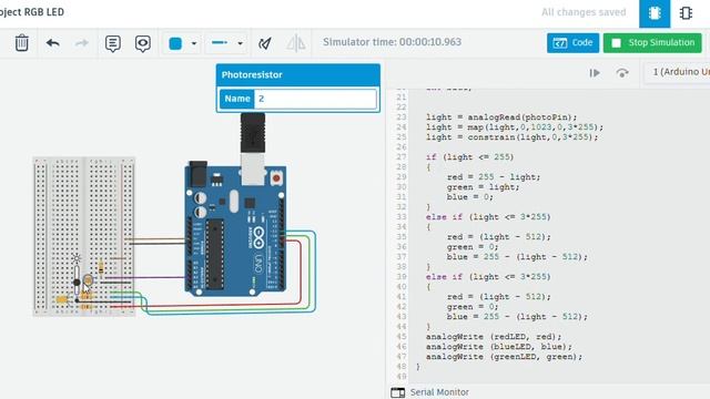 Tinkercad Arduino RGB LED Project 1