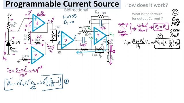 Programmable Current Source Design with Op Amp, Zener Diode and Digital Potentiometer