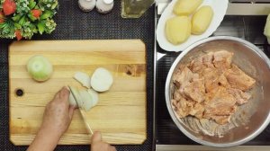 Свиные ребрышки с капустой и картофелем в духовке. Pork ribs with cabbage and potatoes in the oven.