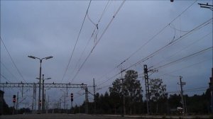 Поезд "Ласточка" проезжает станцию Таммисуо/Lastochka train passes Tammisuo station.