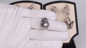 Кольцо Джунгли из серебра с ситал рубинами и фианитами