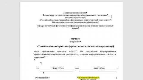 Заполнение документов практики