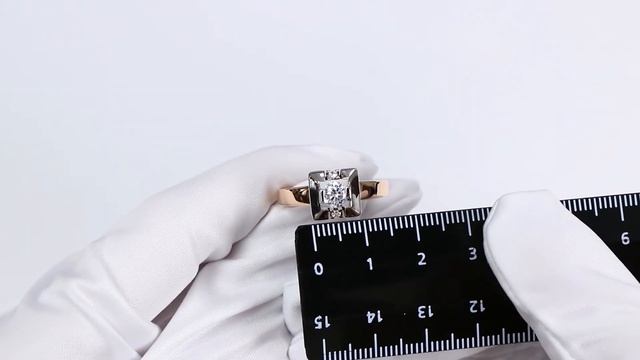 Золотое кольцо ТД Эстет с фианитом 01К1612813 смотреть онлайн