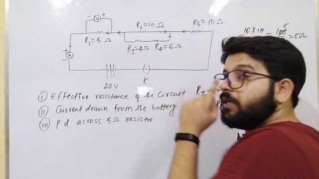 study the following circuit and find effective resistance of the circuit ,current drawn from the .. смотреть онлайн