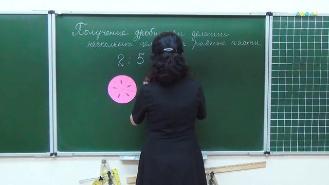 Получение дроби при делении нескольких целых на равные части