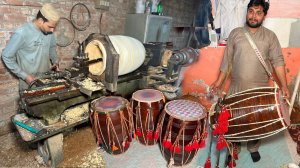 Невероятно! Процесс изготовления деревянного барабана (Dhol) на токарном станке | как сделать