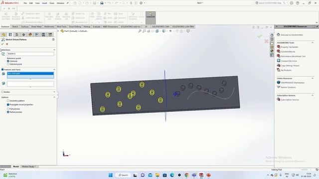 SolidWorks Pattern Feature Tutorial Complete | Sketch Driven Pattern | Pattern SolidWorks in Hindi
