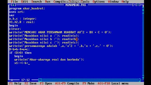 Turbo Pascal : Mencari Akar Persamaan Kuadrat dengan Rumus ABC смотреть онлайн