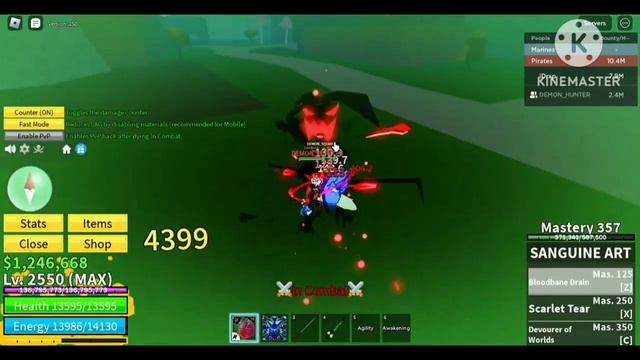 KITSUNE+SANGUINE ART+GRAVITY CANE COMBO #KITSUNECOMBO #SANGUINEART #FER999 #UZOTH #roblox #oneshot