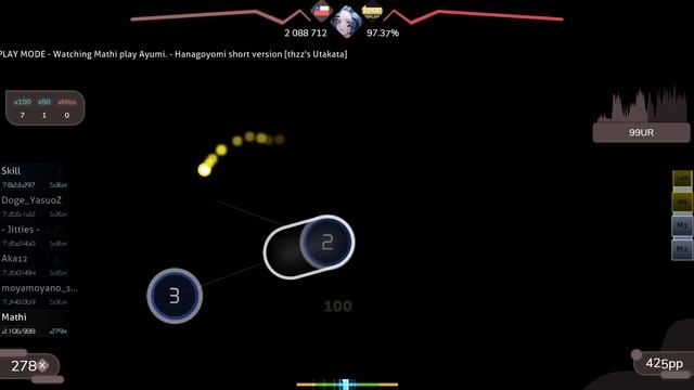 Mathi | Ayumi. - Hanagoyomi short version [thzz's Utakata] +HDDT 98.19% {#1 601pp FC} - osu!