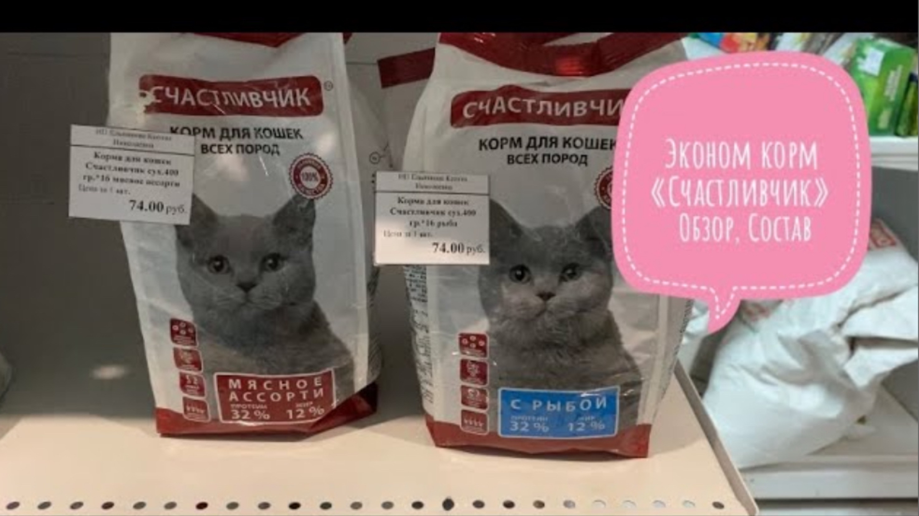 Дешёвый корм для кошек «Счастливчик». Что внутри? Разберём состав.