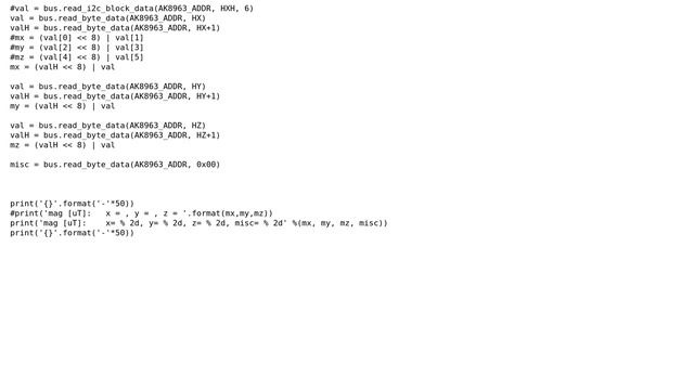 Raspberry Pi: Rpi4B python I2C AK8963C magnetometer sensor troubleshooting problem