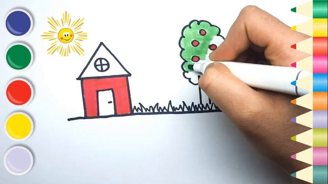 drawing a house for children рисование домика для детей #rasim chizish