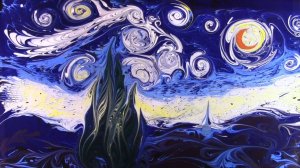 Звездное небо, эбру, рисование на воде