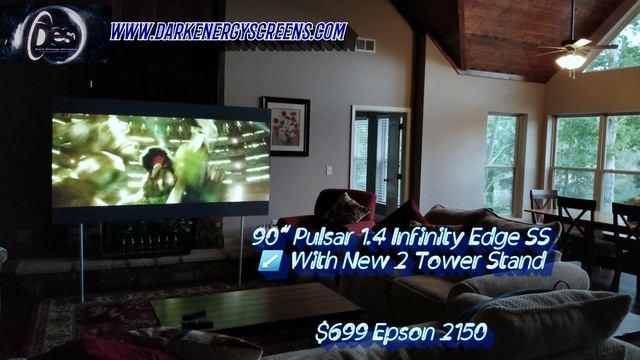 ALR Projector Screen- Pulsar 1.4 Infinity Edge SS w/2 Tower Stand