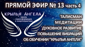 Прямой эфир №13 часть 4. Талисман. Медитации. Повышение вибраций. Об обучении "Крылья Ангела".