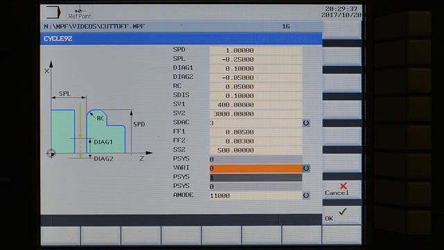 Conversational Programming on Siemens 808D - Cutoff Operation Using Siemens Cycle92 - AutoMateCNC