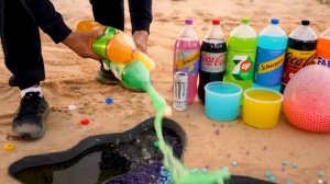 How to make Rainbow Candy with Orbeez, Balloons Soda, Coca Cola, Schweppes, Pepsi, Fanta and Mentos