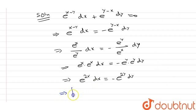 `e^(x-y)dx+e^(y-x)dy=0` смотреть онлайн