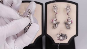 Серьги Джунгли из серебра с шпинелью и фианитами