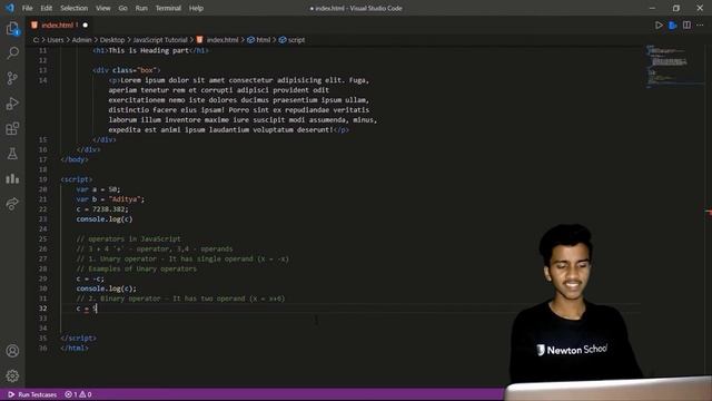 JavaScript: Variables, Data types, & Operators | Web Development | Newton School