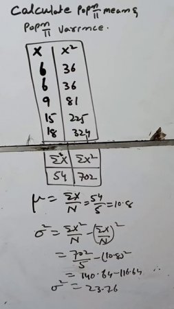 Calculate Population mean and Variance   in just 27 second