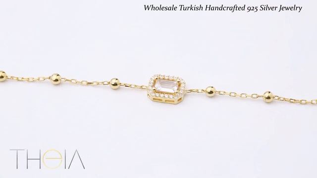 Rectangle Geometric Cut Clear Zircon Stone Ball Chain Charm Bracelet 925 Sterling смотреть онлайн