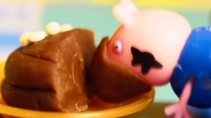 Свинка Пеппа Мультик с игрушками Джордж объелся шоколадного торта Peppa Pig
