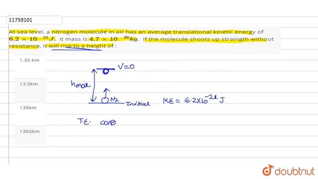 At sea level, a nitrogen molecule in air has an average translational kinetic energy of `6.2 смотреть онлайн
