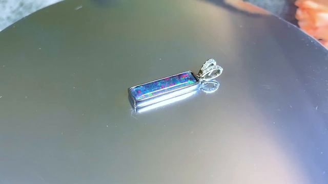 Sterling Silver Opal triplet 20x5mm rectangular pendant смотреть онлайн