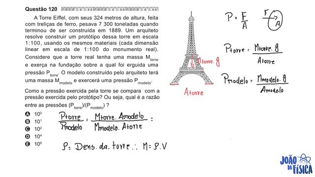 ENEM 2020 - Pressão - A Torre Eiffel, com seus 324 metros de altura, feita com treliças de ferro смотреть онлайн