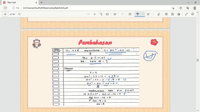 Garis y = x + 8 memotong parabola y = ax² – 5x -12 di titik P(-2, 6) dan di titik Q. Koordinat смотреть онлайн