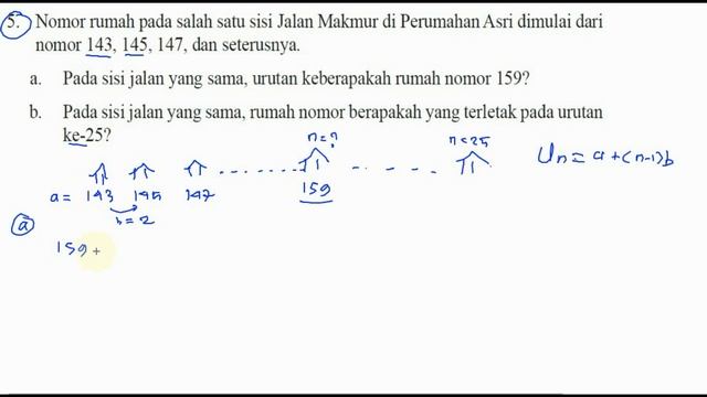 baris aritmatika nomor rumah ,bse matematika kelas 9 k13, bab 2 , lat 2,3 No 05 смотреть онлайн