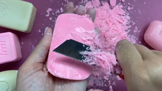 Pink and white set / Розово-белый сет / Cutting dry soap / Режу сухое мыло / Asmr sounds / Асмр смотреть онлайн