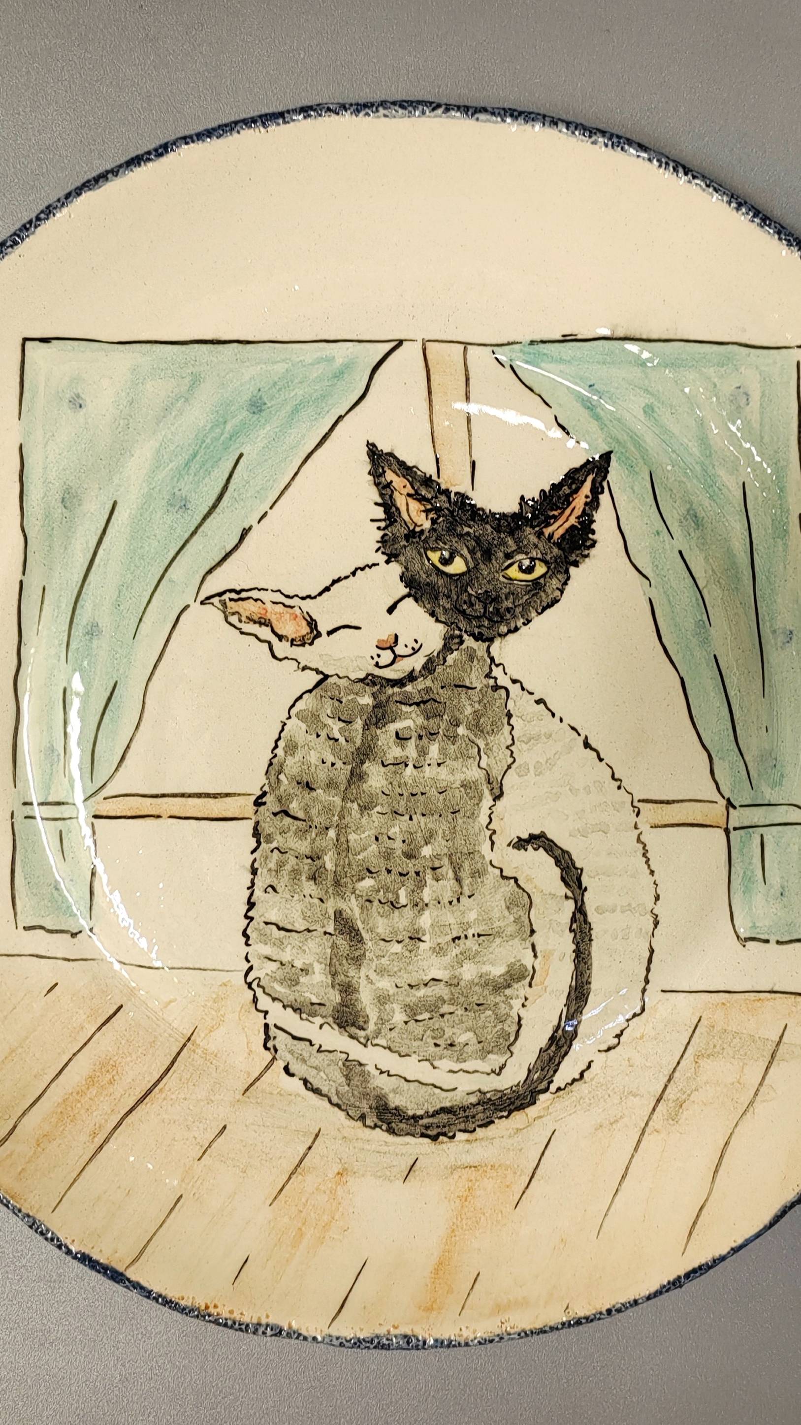 Тарелочка "Влюблённые девон-рексы"