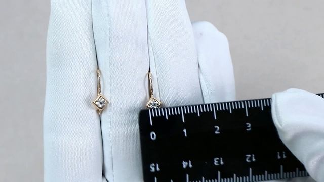 Золотые серьги КЮЗ Del'ta с фианитом D1200247 смотреть онлайн