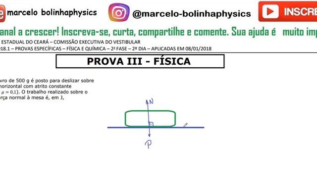 FÍSICA – UECE – 2018/1 – 2ª FASE Questão:02. Um livro de 500 g é posto para deslizar sobre uma mesa смотреть онлайн