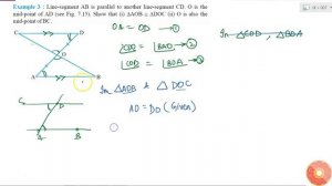 Line-segment AB is parallel to another line-segment CD. O is the mid-point of AD (see Fig. 7.15)...