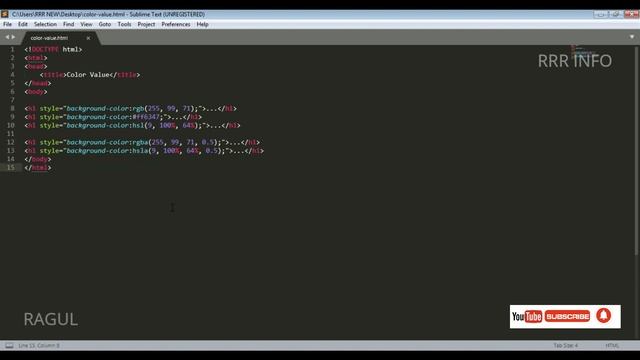 How to Write CSS Color code | CSS Tutorial For Beginners Episode 3 | RRR INFO #css